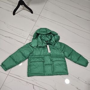 NWT Aqua Women's Green Puffer Jacket Size S